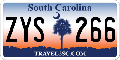 SC license plate ZYS266