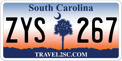 SC license plate ZYS267