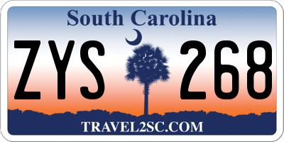 SC license plate ZYS268