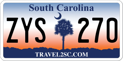 SC license plate ZYS270