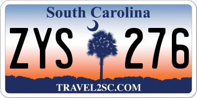 SC license plate ZYS276