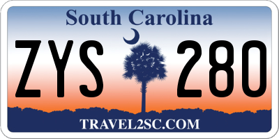 SC license plate ZYS280