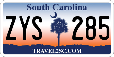 SC license plate ZYS285