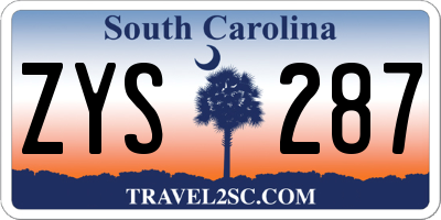 SC license plate ZYS287