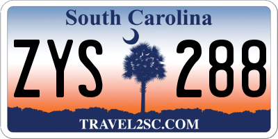 SC license plate ZYS288