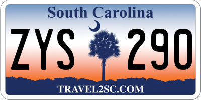 SC license plate ZYS290