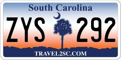 SC license plate ZYS292
