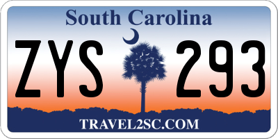 SC license plate ZYS293