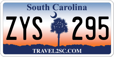 SC license plate ZYS295