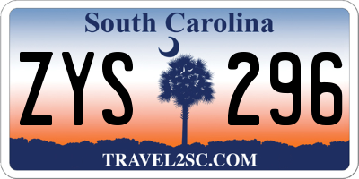 SC license plate ZYS296