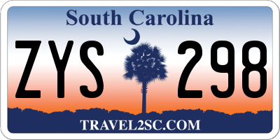 SC license plate ZYS298