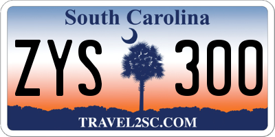 SC license plate ZYS300
