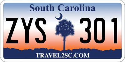 SC license plate ZYS301
