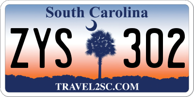 SC license plate ZYS302