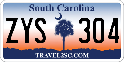 SC license plate ZYS304