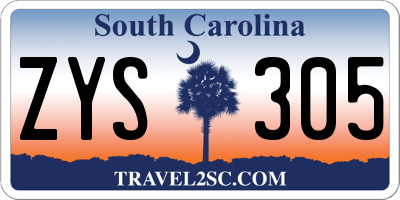 SC license plate ZYS305