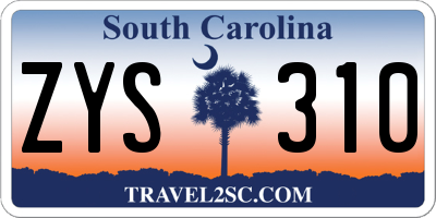 SC license plate ZYS310