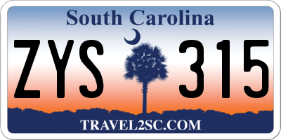 SC license plate ZYS315