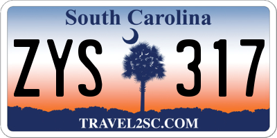 SC license plate ZYS317
