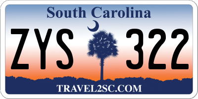 SC license plate ZYS322