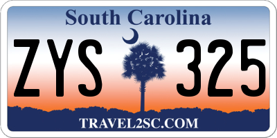 SC license plate ZYS325