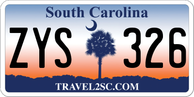 SC license plate ZYS326