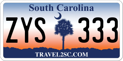 SC license plate ZYS333