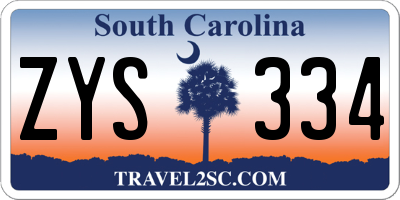SC license plate ZYS334