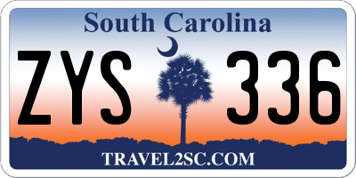 SC license plate ZYS336