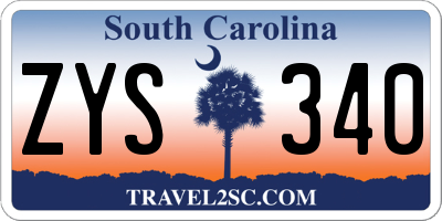 SC license plate ZYS340