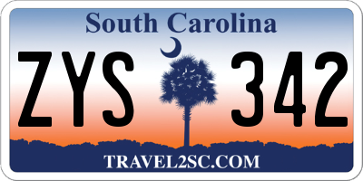 SC license plate ZYS342