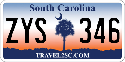 SC license plate ZYS346