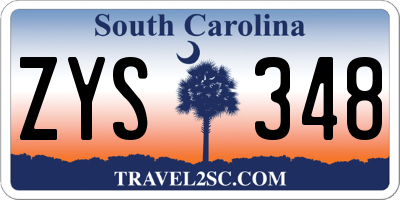 SC license plate ZYS348