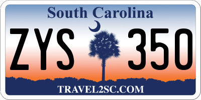 SC license plate ZYS350