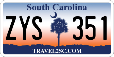 SC license plate ZYS351