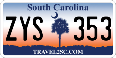 SC license plate ZYS353