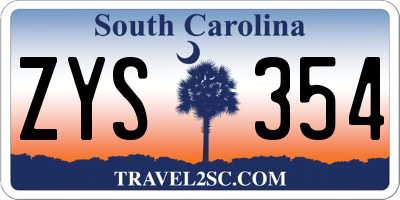 SC license plate ZYS354