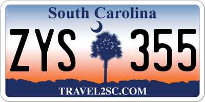 SC license plate ZYS355