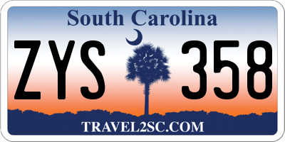 SC license plate ZYS358