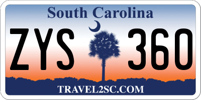 SC license plate ZYS360