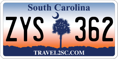SC license plate ZYS362