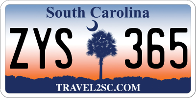 SC license plate ZYS365