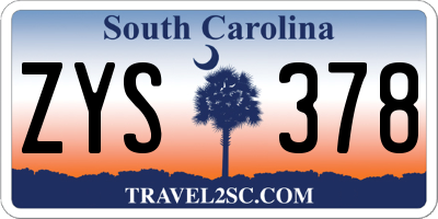 SC license plate ZYS378
