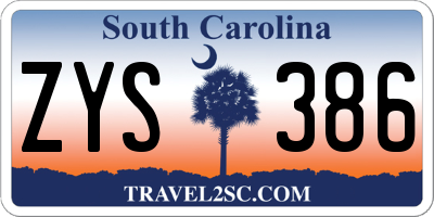 SC license plate ZYS386