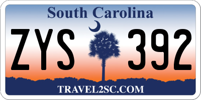 SC license plate ZYS392