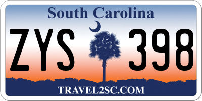 SC license plate ZYS398
