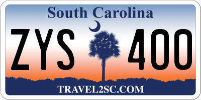 SC license plate ZYS400