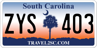 SC license plate ZYS403