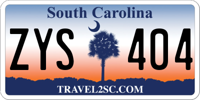 SC license plate ZYS404