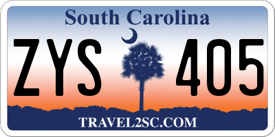 SC license plate ZYS405